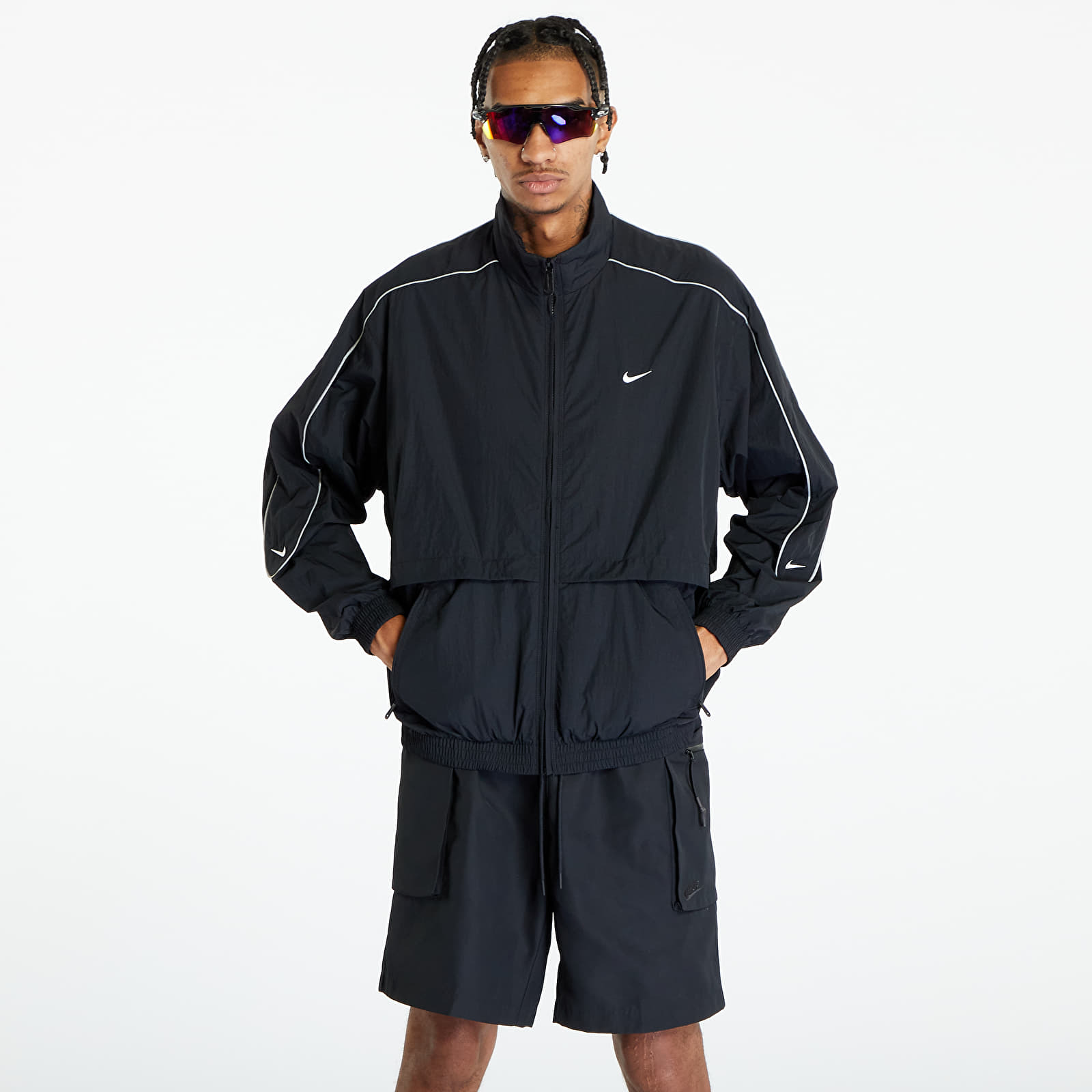 Levně Nike Solo Swoosh Woven Tracksuit Jacket Black/ White