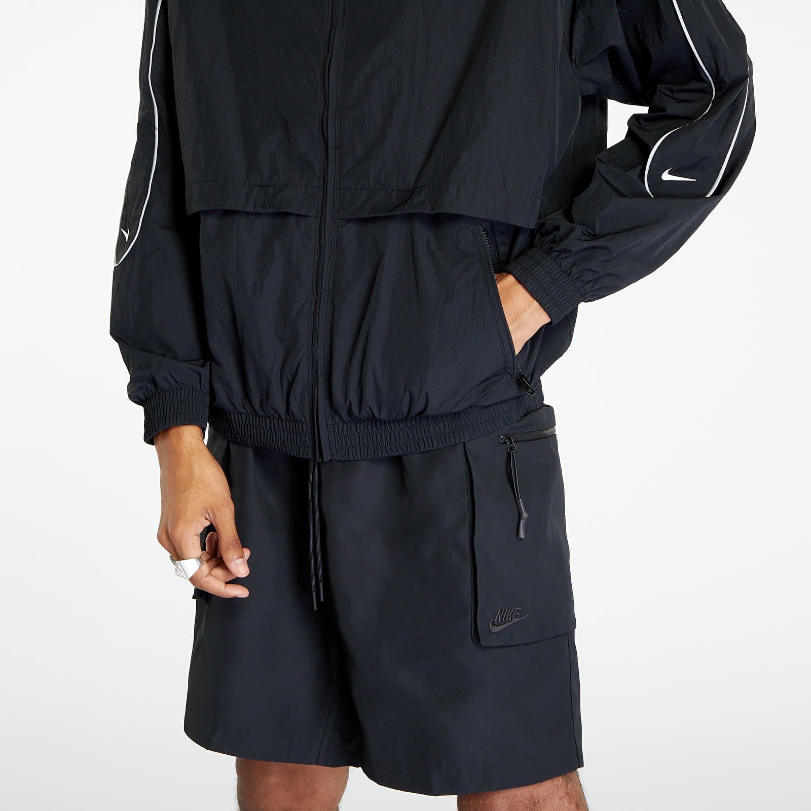 Kurtki Nike Solo Swoosh Woven Tracksuit Jacket Black/ White