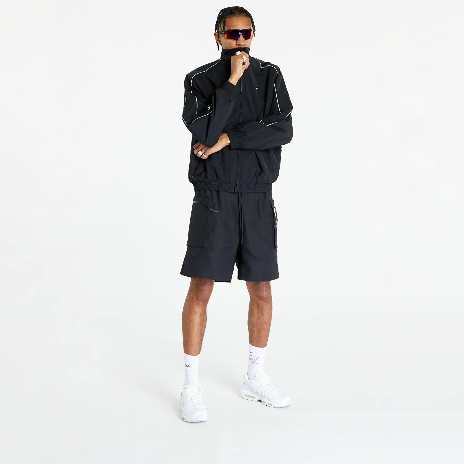 Kurtki Nike Solo Swoosh Woven Tracksuit Jacket Black/ White