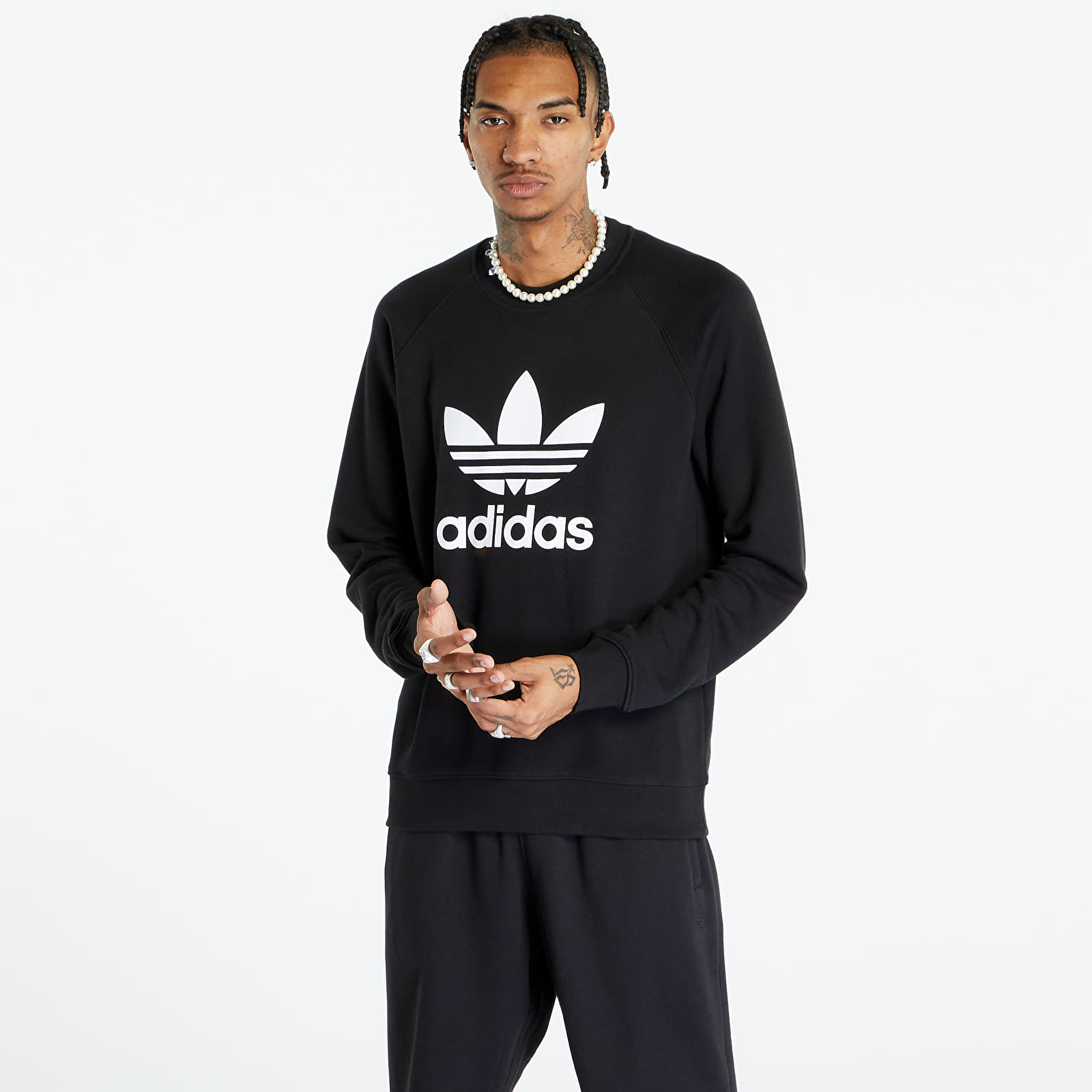 Mikiny adidas Trefoil Crew Black