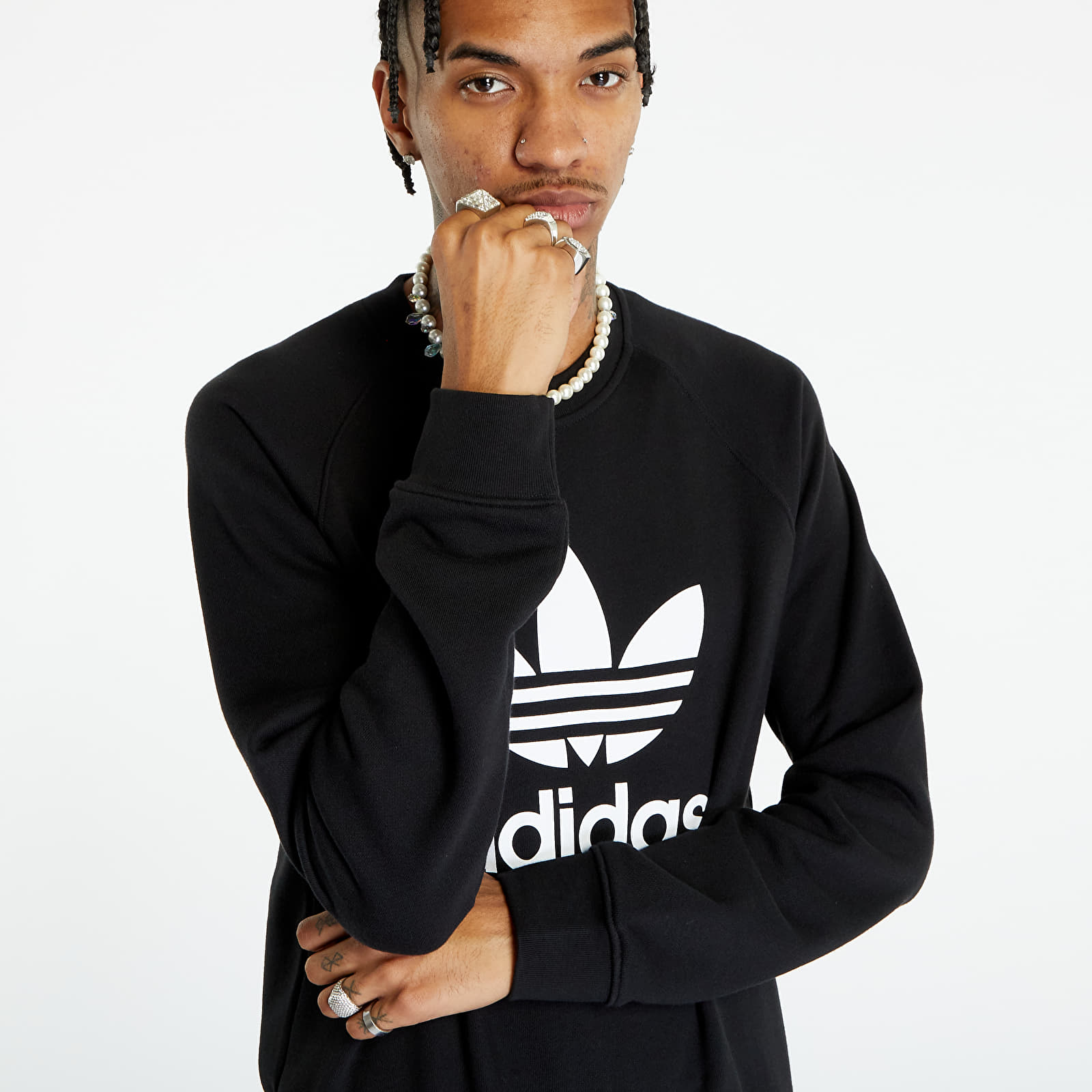 Mikiny adidas Trefoil Crew Black