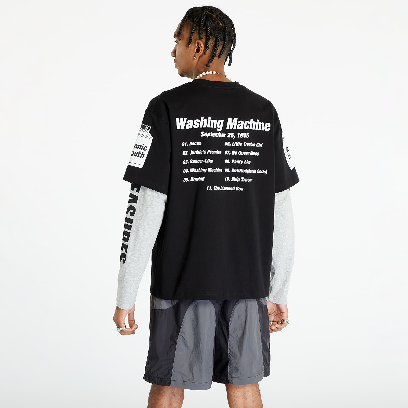 Tričká PLEASURES Becuz Layered Long Sleeve Black/ Grey