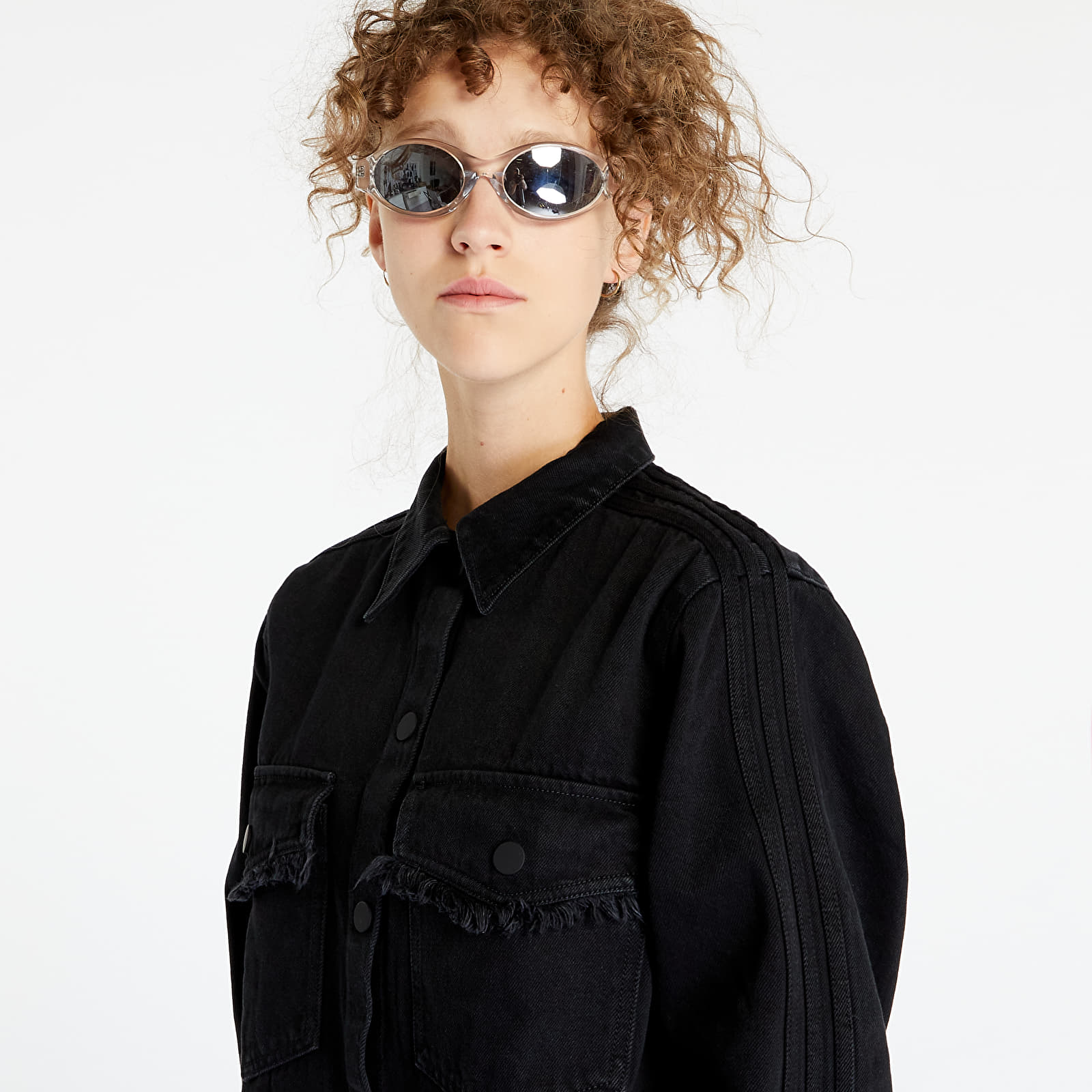Kjole adidas Originals x KSENIASCHNAIDER Denim Shirt Dress Black Denim
