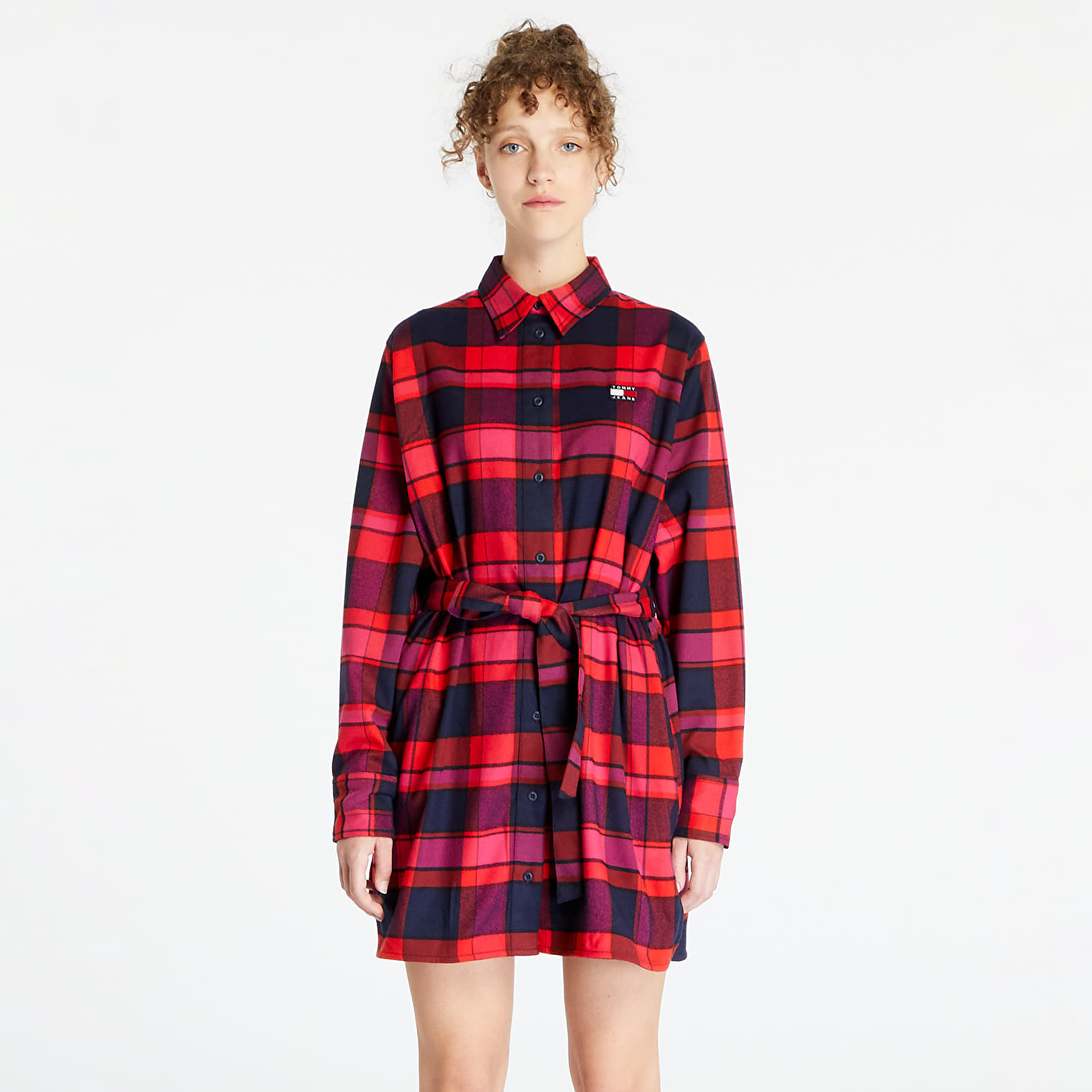 Tommy Hilfiger - Tommy Jeans Check Mid Thigh Shirt Dress Red