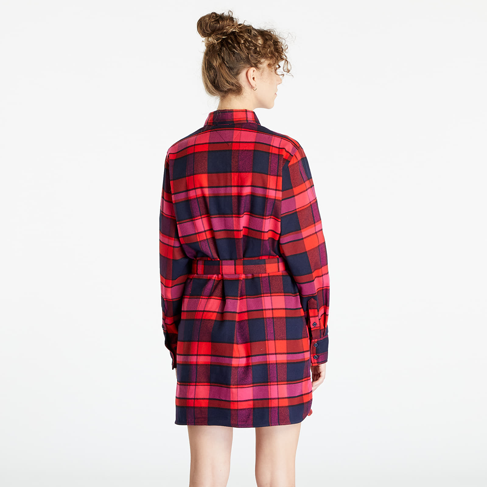 Sukienki Tommy Jeans Check Mid Thigh Shirt Dress Red