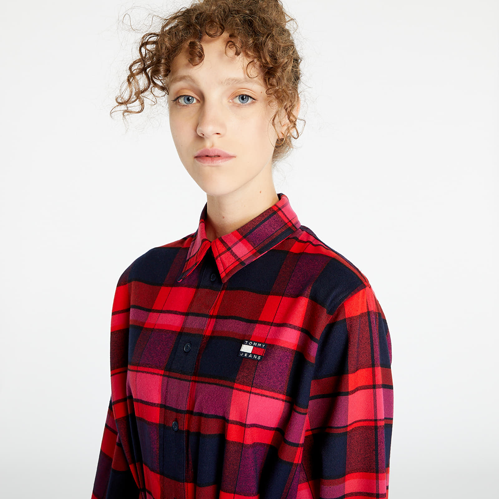 Sukienki Tommy Jeans Check Mid Thigh Shirt Dress Red
