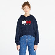 Sweaters Tommy Jeans Center Flag Cable Hoodie Blue Footshop