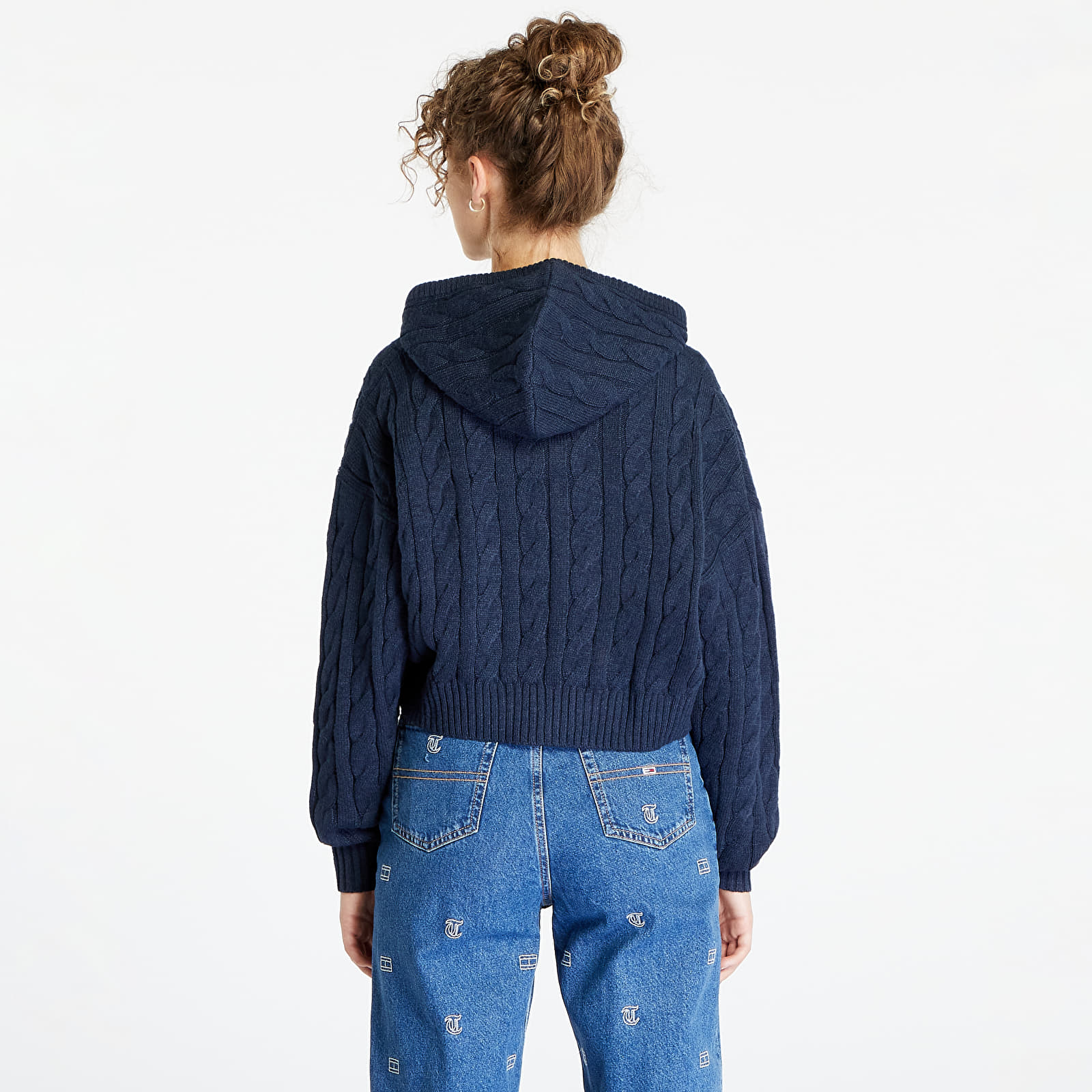 Sweaters Tommy Jeans Center Flag Cable Hoodie Blue Footshop