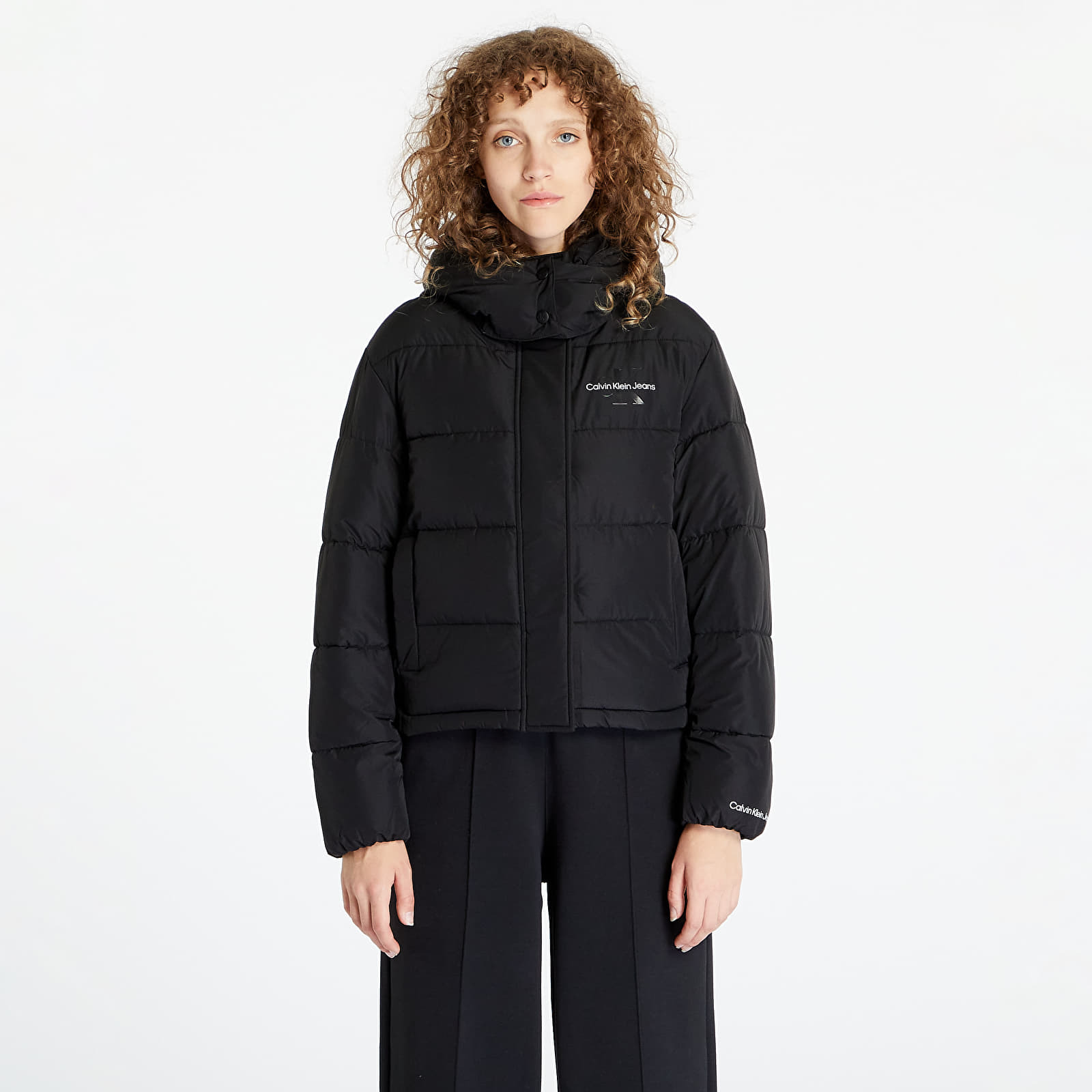 Levně Calvin Klein Jeans Monologo Non Down Sherpa Jacket Black
