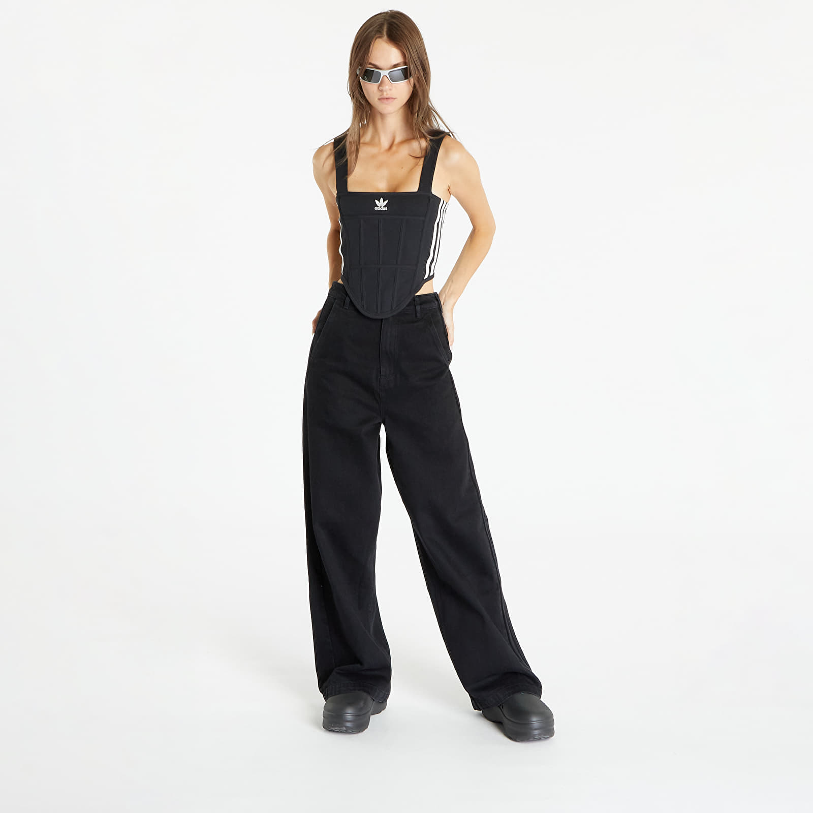 Top adidas Rib Corset Tank Top Black