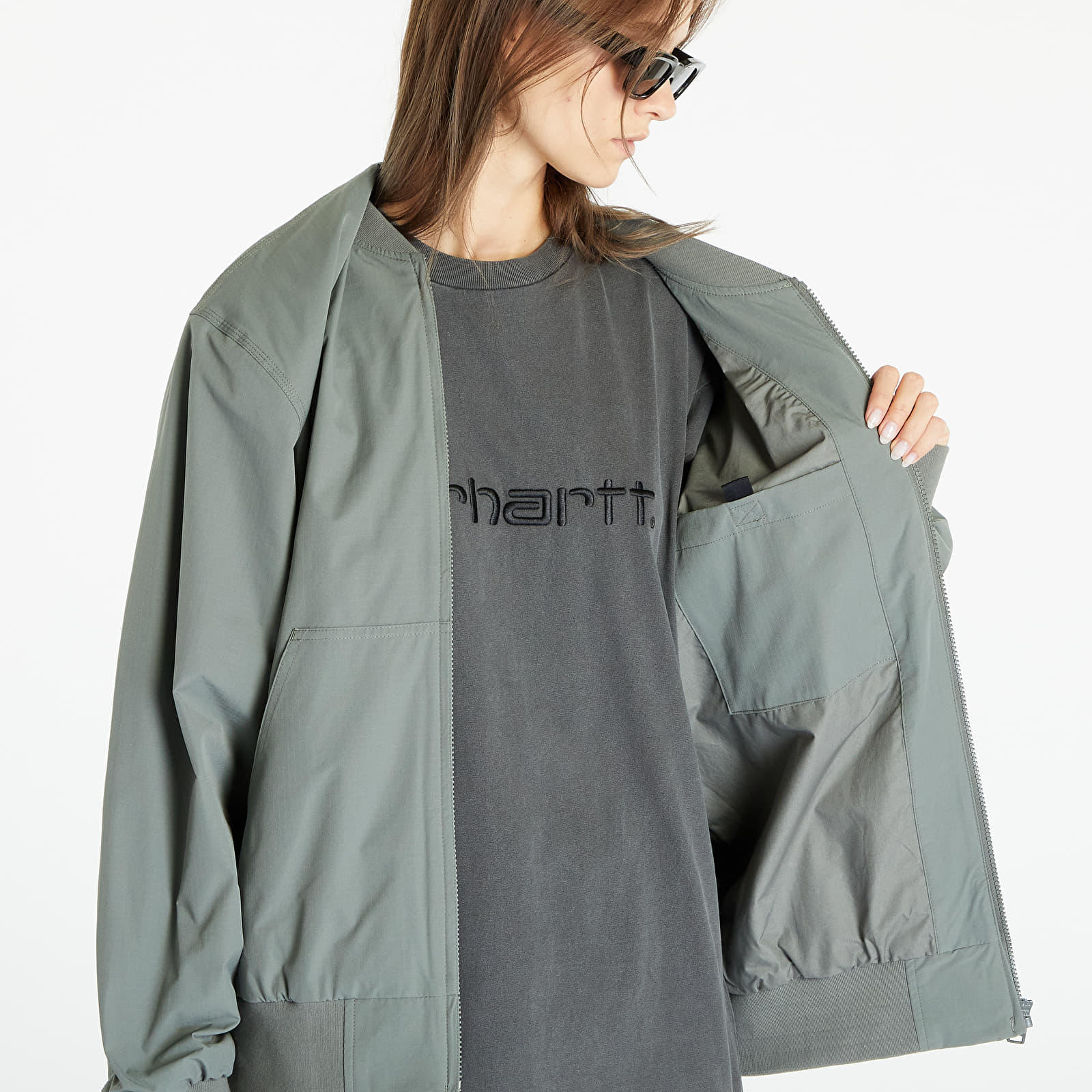 Bomber dzekik Carhartt WIP Active Bomber Smoke Green