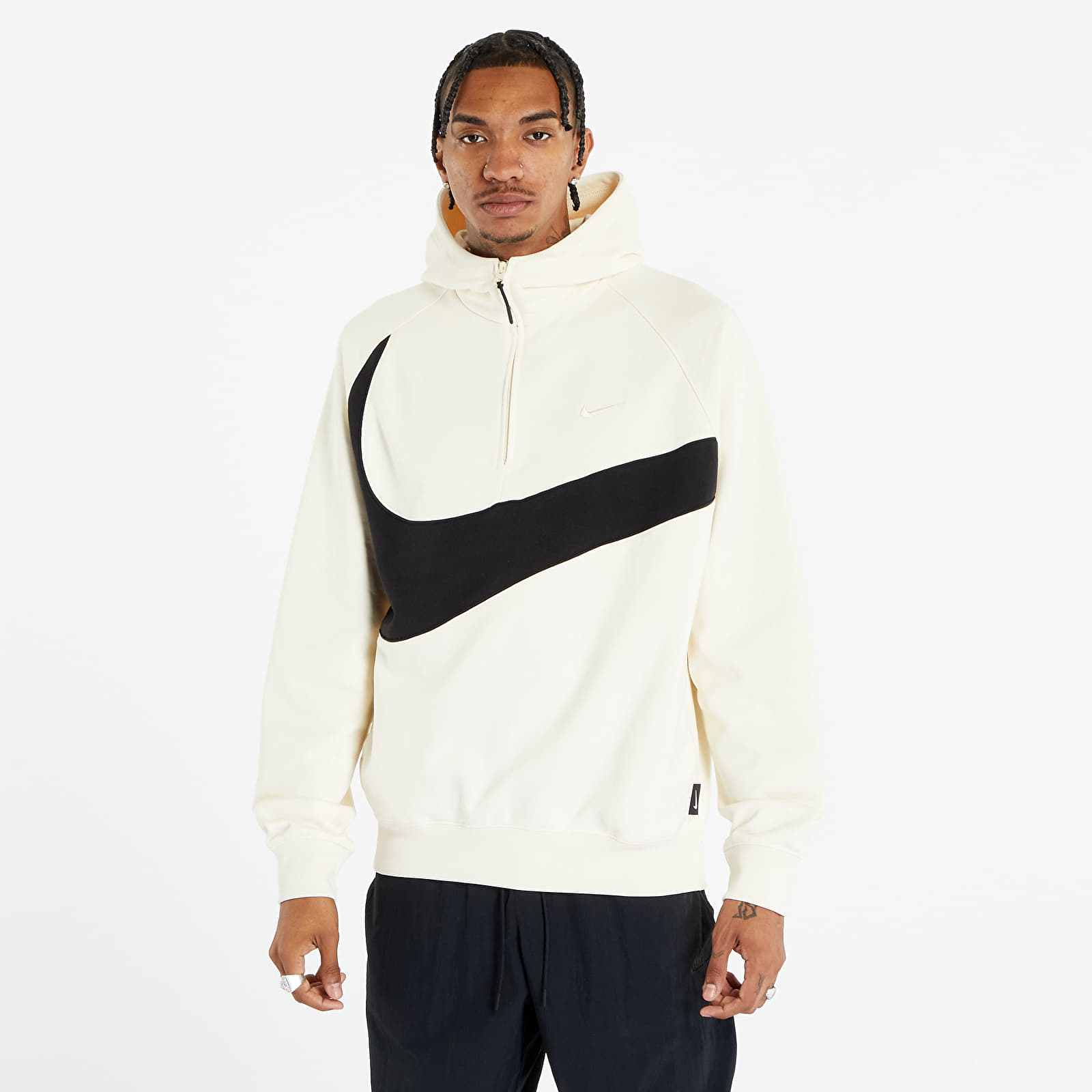 Nike - swoosh men's 1/2-zip hoodie coconut milk/ black/ coconut milk