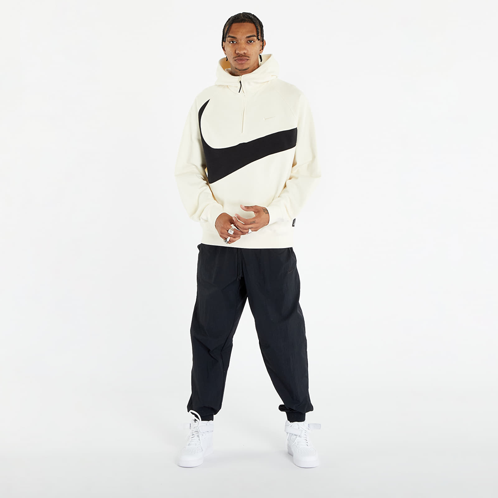 Hoodies and sweatshirts Nike Swoosh Men s 1 2 Zip Hoodie Coconut Milk Black Coconut Milk Footshop