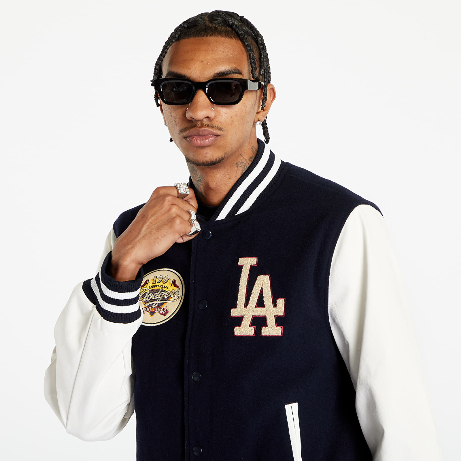 Geci New Era Los Angeles Dodgers Mlb Large Logo Varsity Jacket Navy