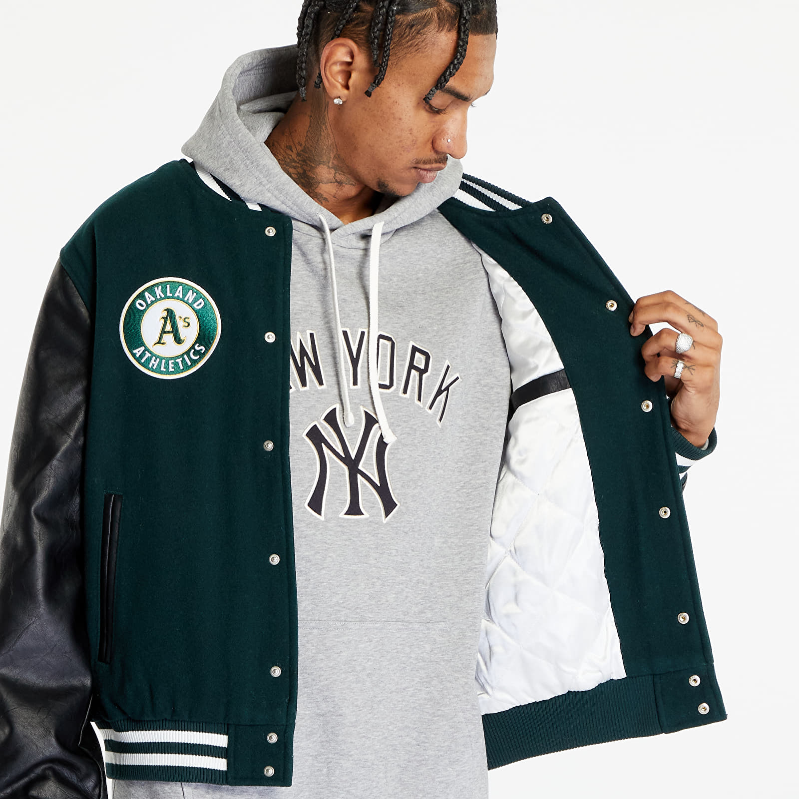 Geci New Era Oakland Athletics Mlb Large Logo Varsity Jacket Dark Green