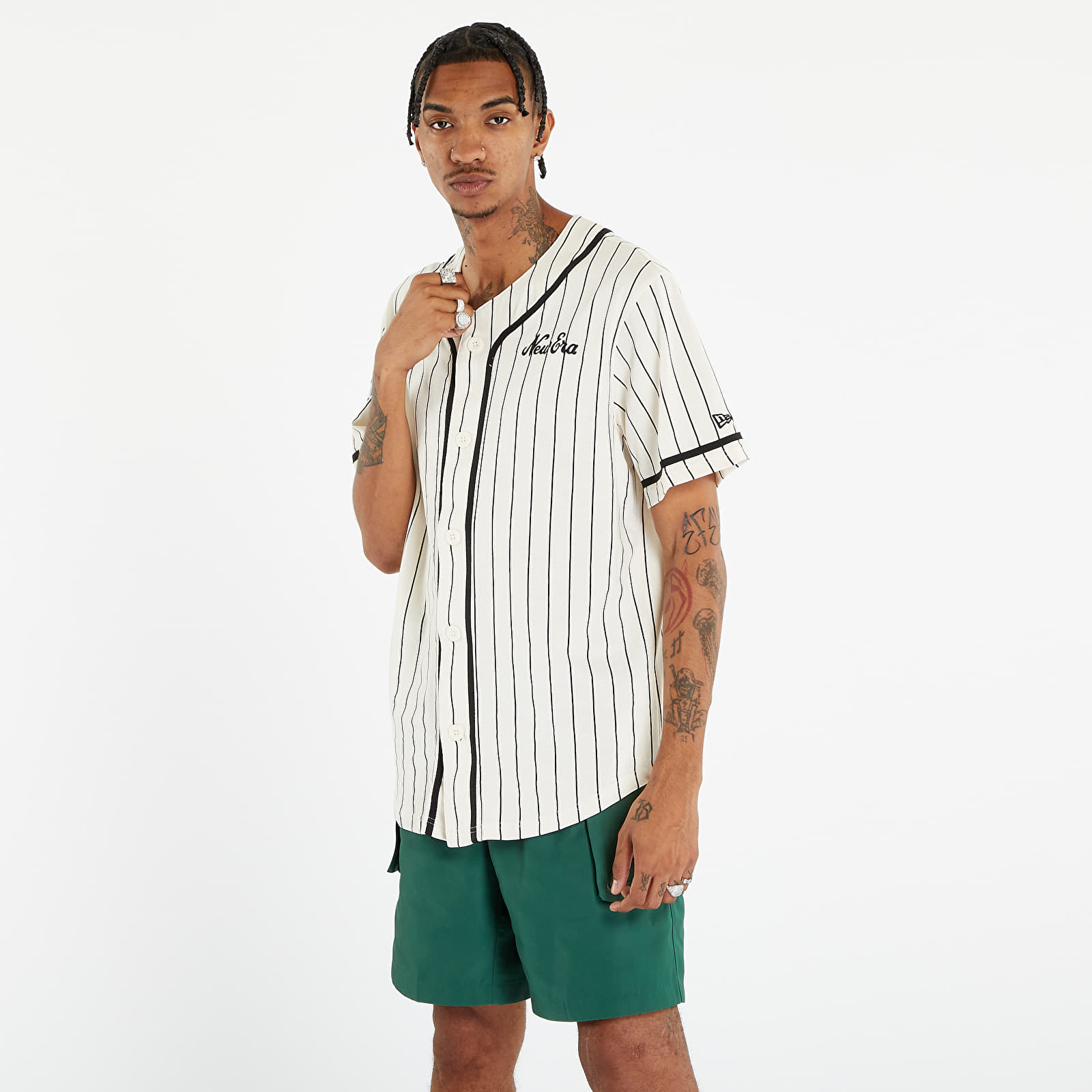 Pólók New Era Pinstripe Jersey Tee Off White