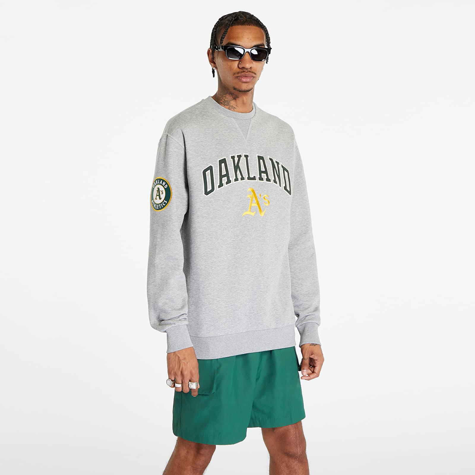 Hanorace New Era Oakland Athletics Mlb Large Logo Crew Neck Sweatshirt Grey