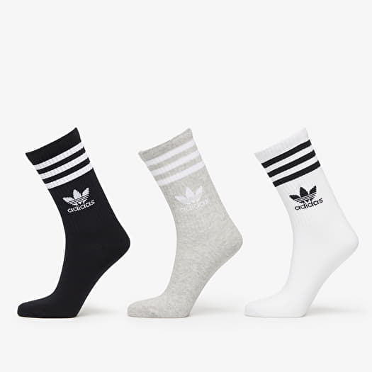 Socken adidas Mid Cut Crew Socks 3-Pack White/ Medium Grey Heather/ Black