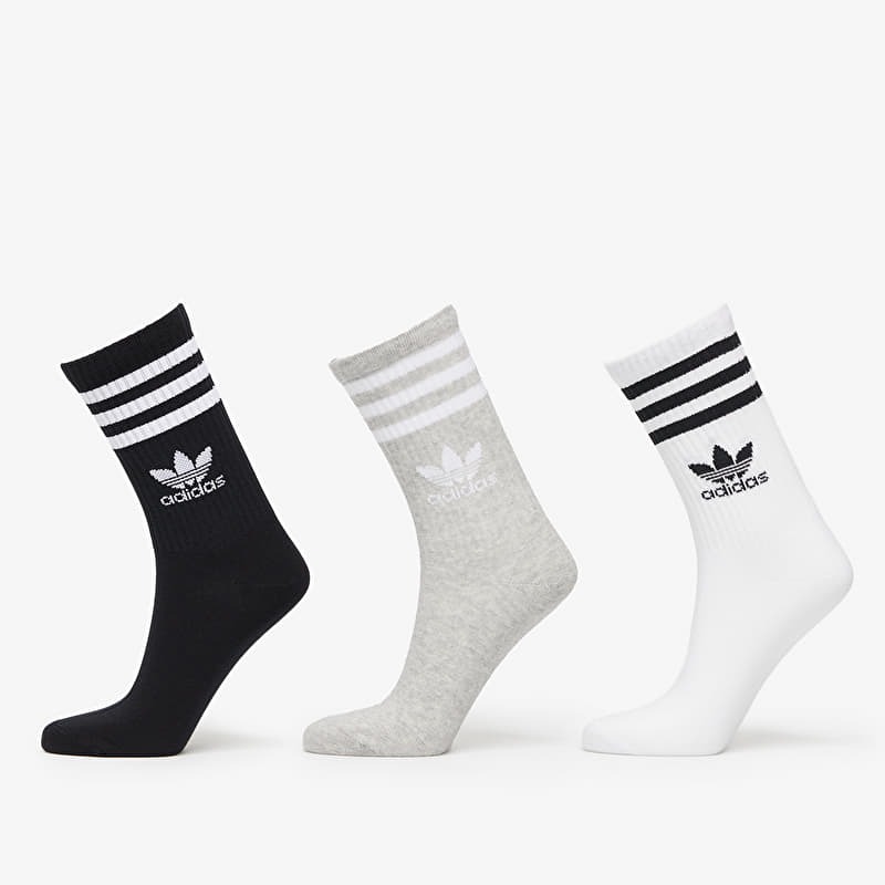 Chaussettes adidas Mid Cut Crew Socks 3-Pack White/ Medium Grey Heather/ Black