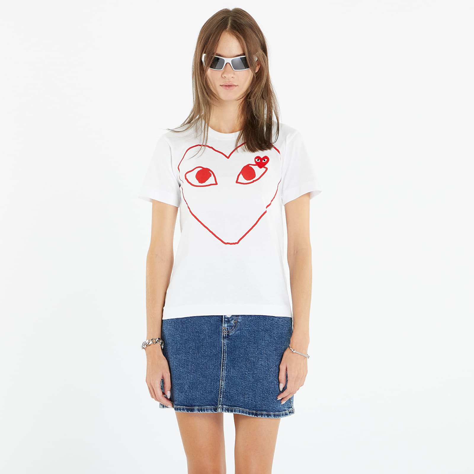 Koszulki Comme des Garçons PLAY Heart Logo Short Sleeve Tee White