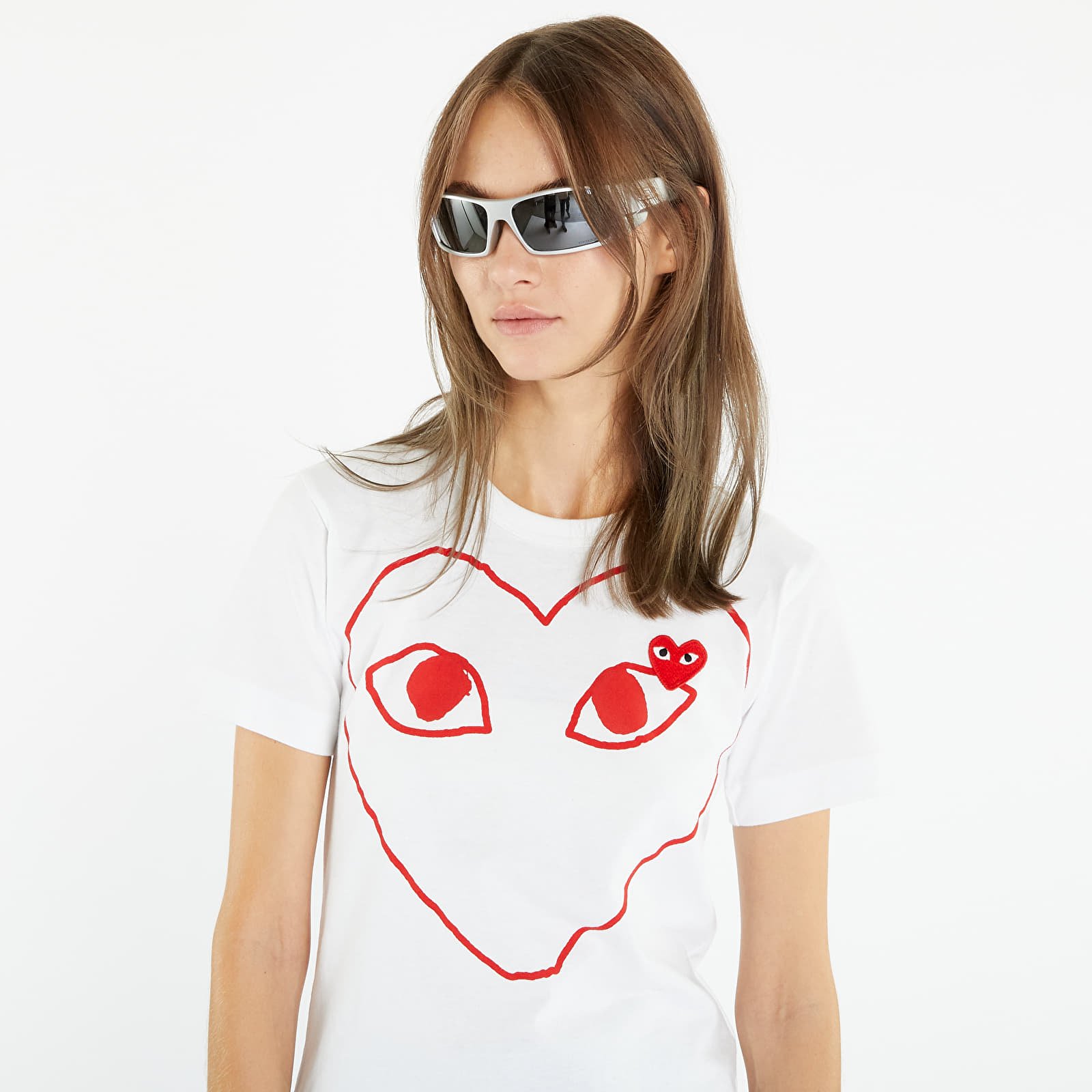 Koszulki Comme des Garçons PLAY Heart Logo Short Sleeve Tee White