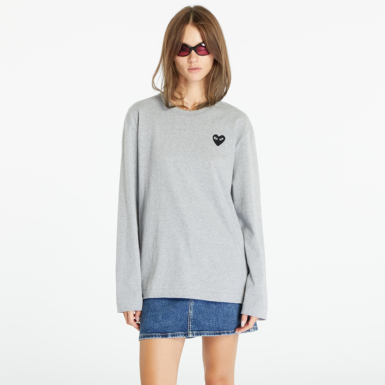 Tričká Comme des Garçons PLAY Heart Logo Long Sleeve Tee UNISEX Gray