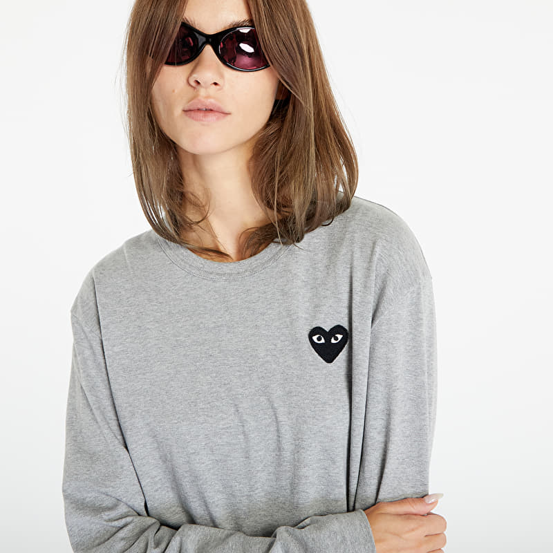 Comme des Garçons PLAY Heart Logo Long Sleeve Tee UNISEX Gray