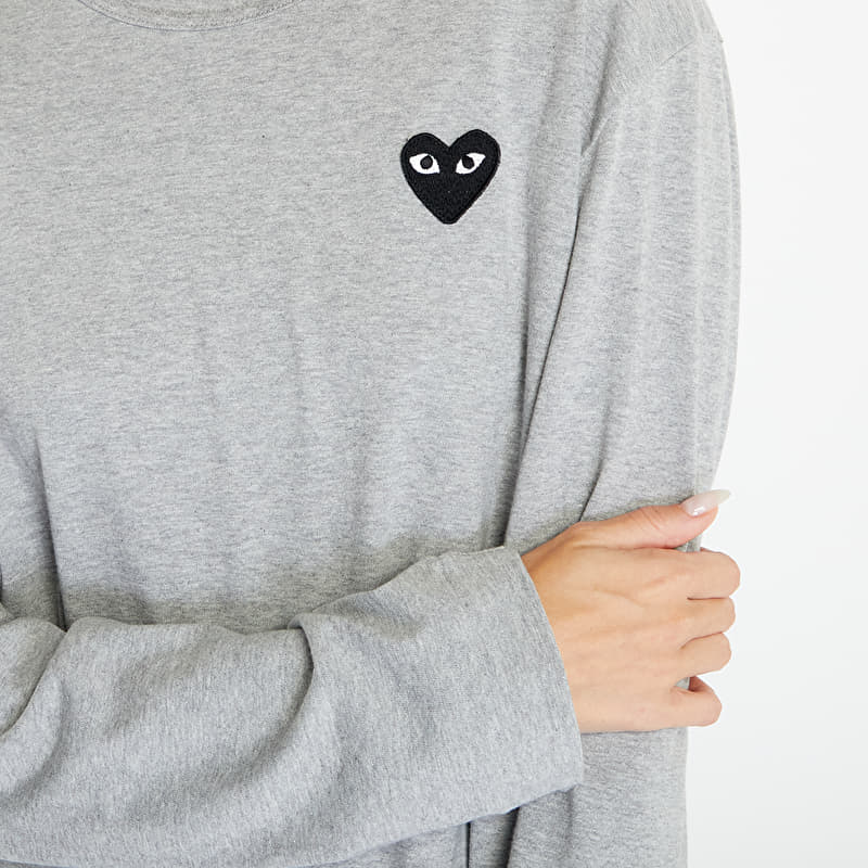 Comme des Garçons PLAY Heart Logo Long Sleeve Tee UNISEX Gray
