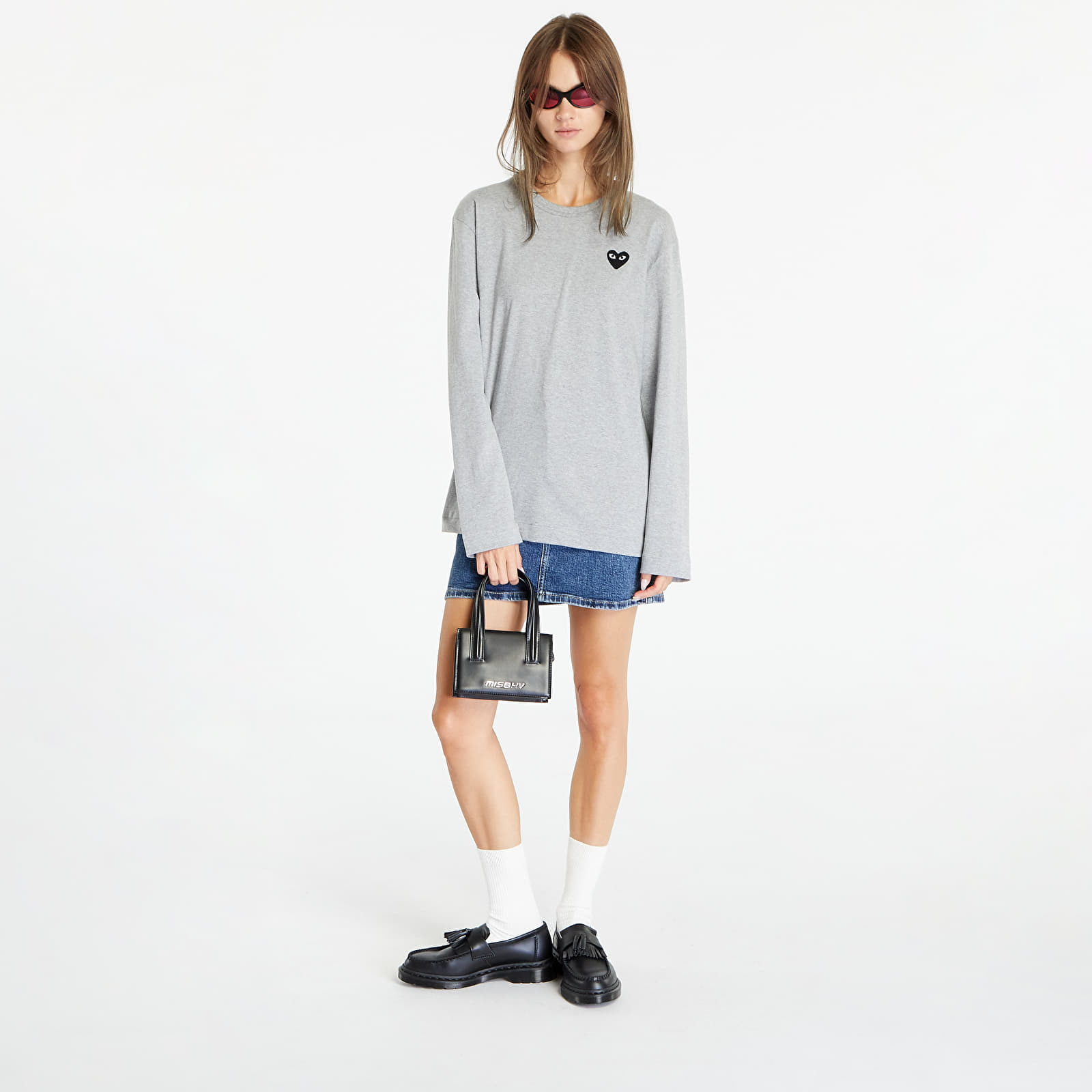 Tričká Comme des Garçons PLAY Heart Logo Long Sleeve Tee UNISEX Gray