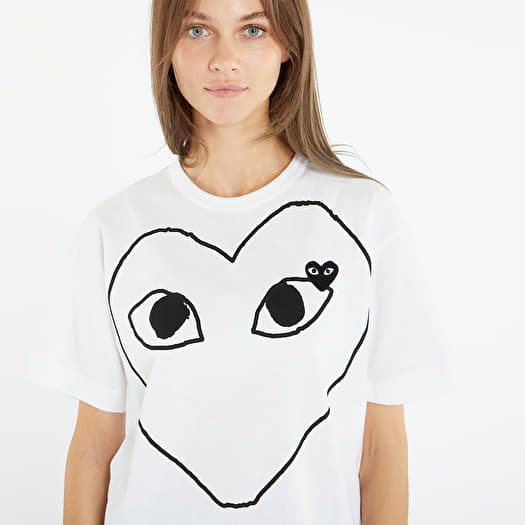 T shirts Comme des Garcons PLAY Heart Logo Short Sleeve Tee UNISEX White Footshop