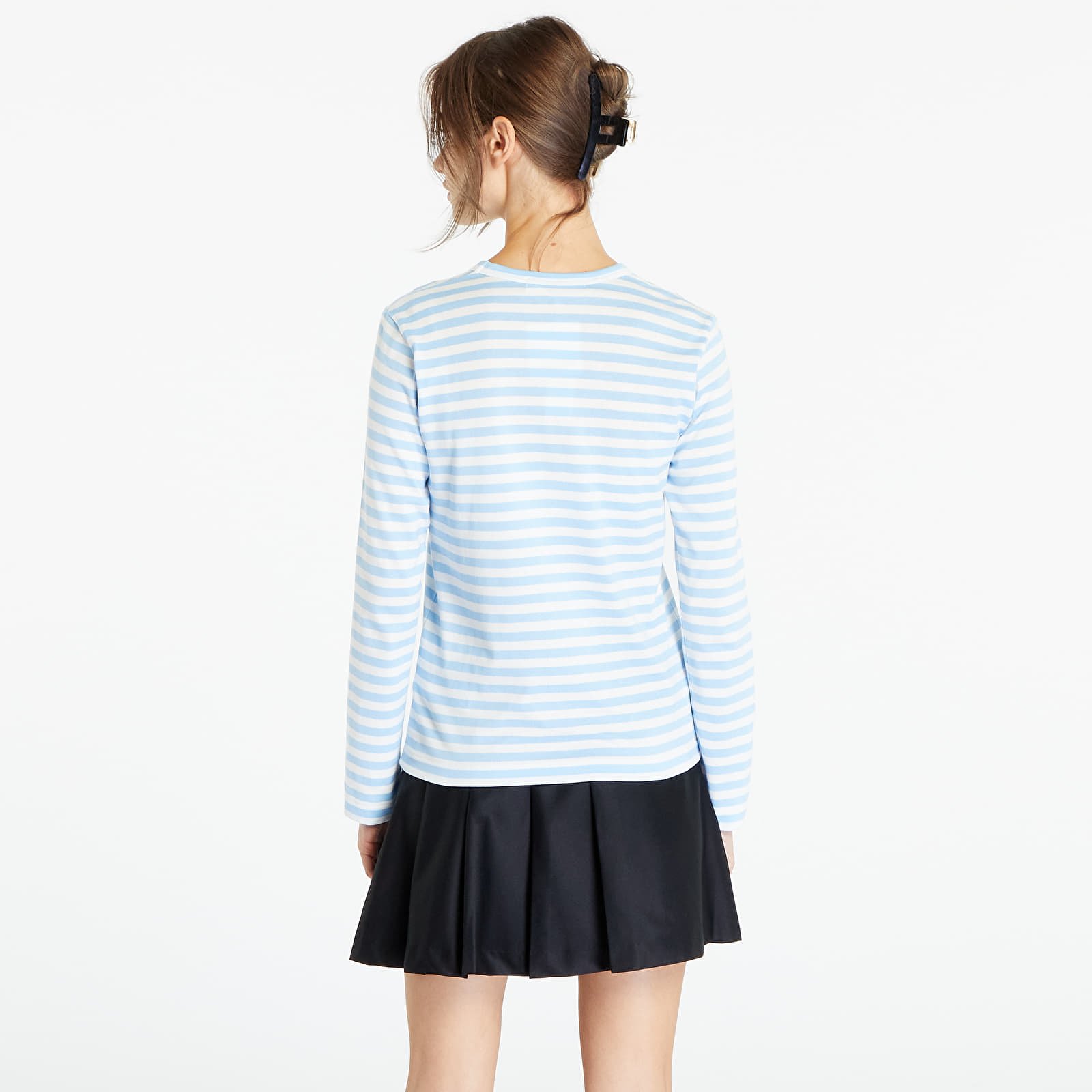 T-shirts Comme des Garçons PLAY Heart Logo Long Sleeve Tee Clear Sky/ White