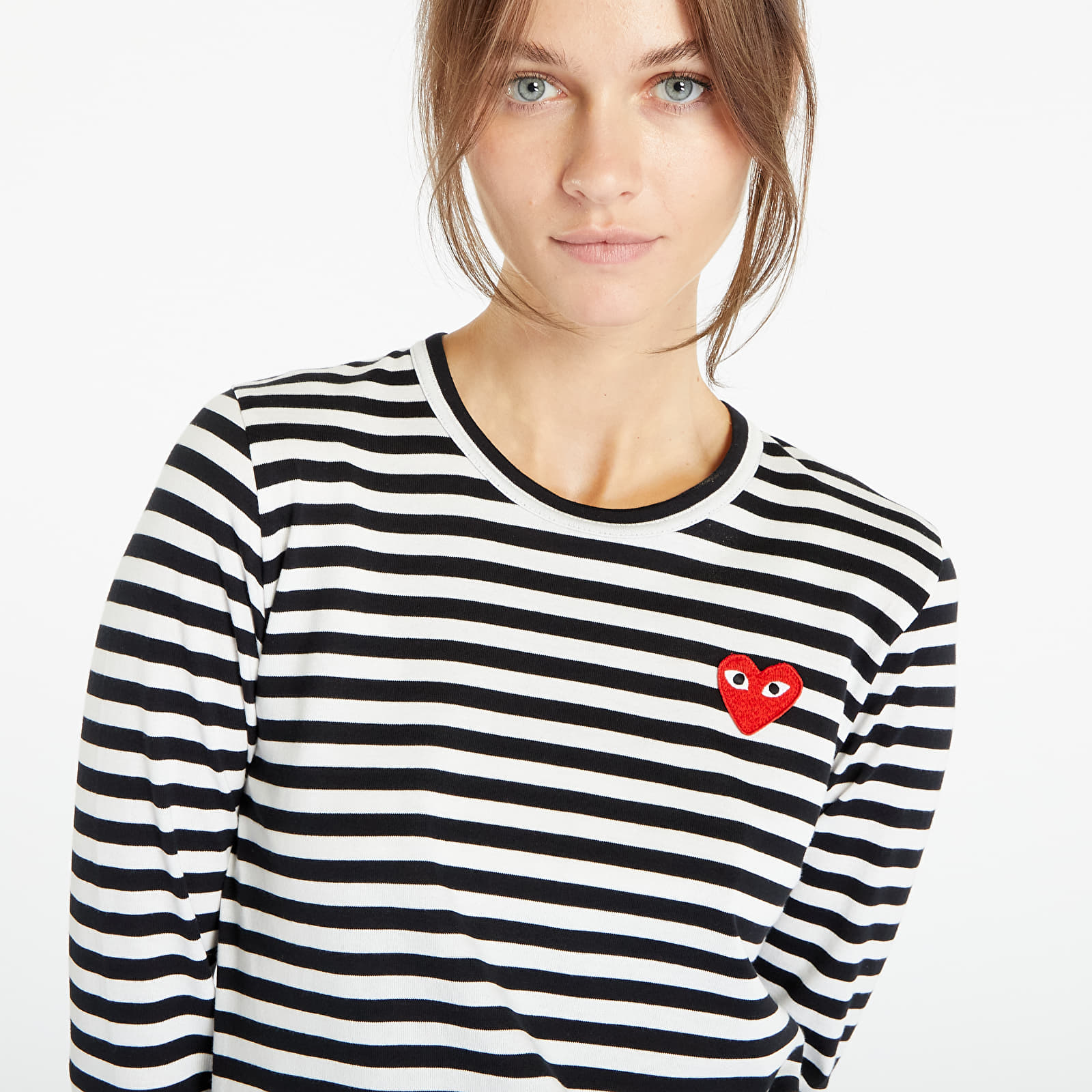 T-shirts  Comme des Garçons PLAY Heart Logo Long Sleeve Tee Black/ White