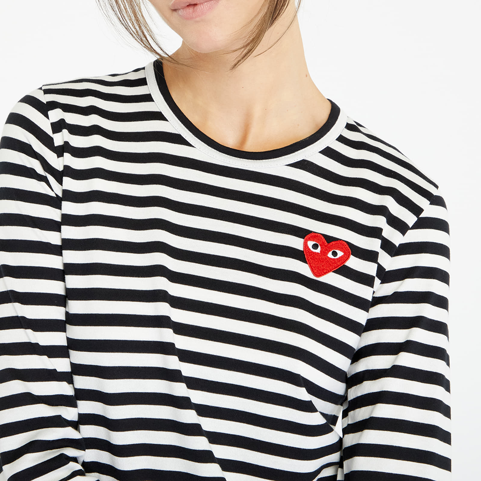 Striped long sleeve shirt with heart logo outlet