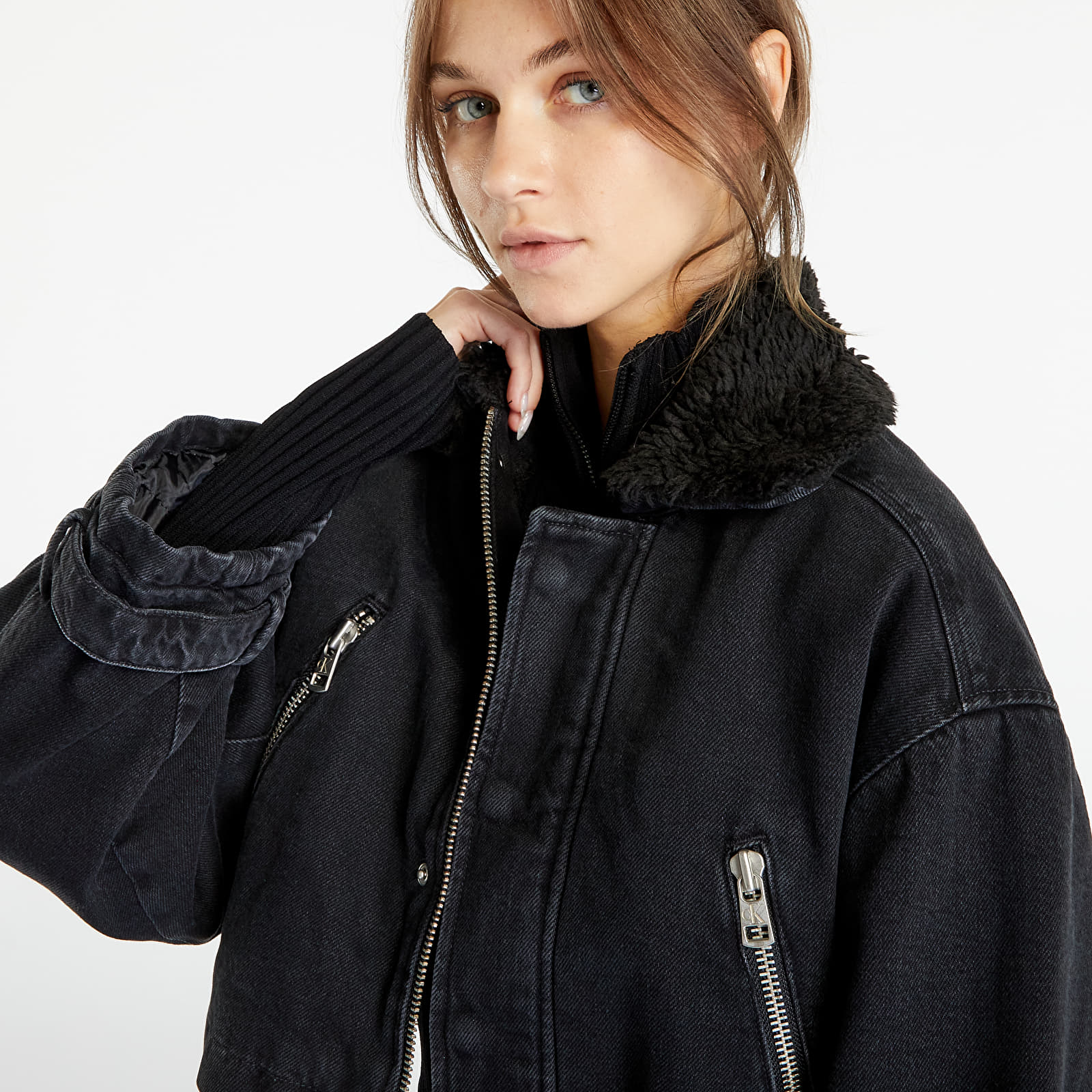 Jackets Calvin Klein Jeans Sherpa Denim Jacket Gray Footshop