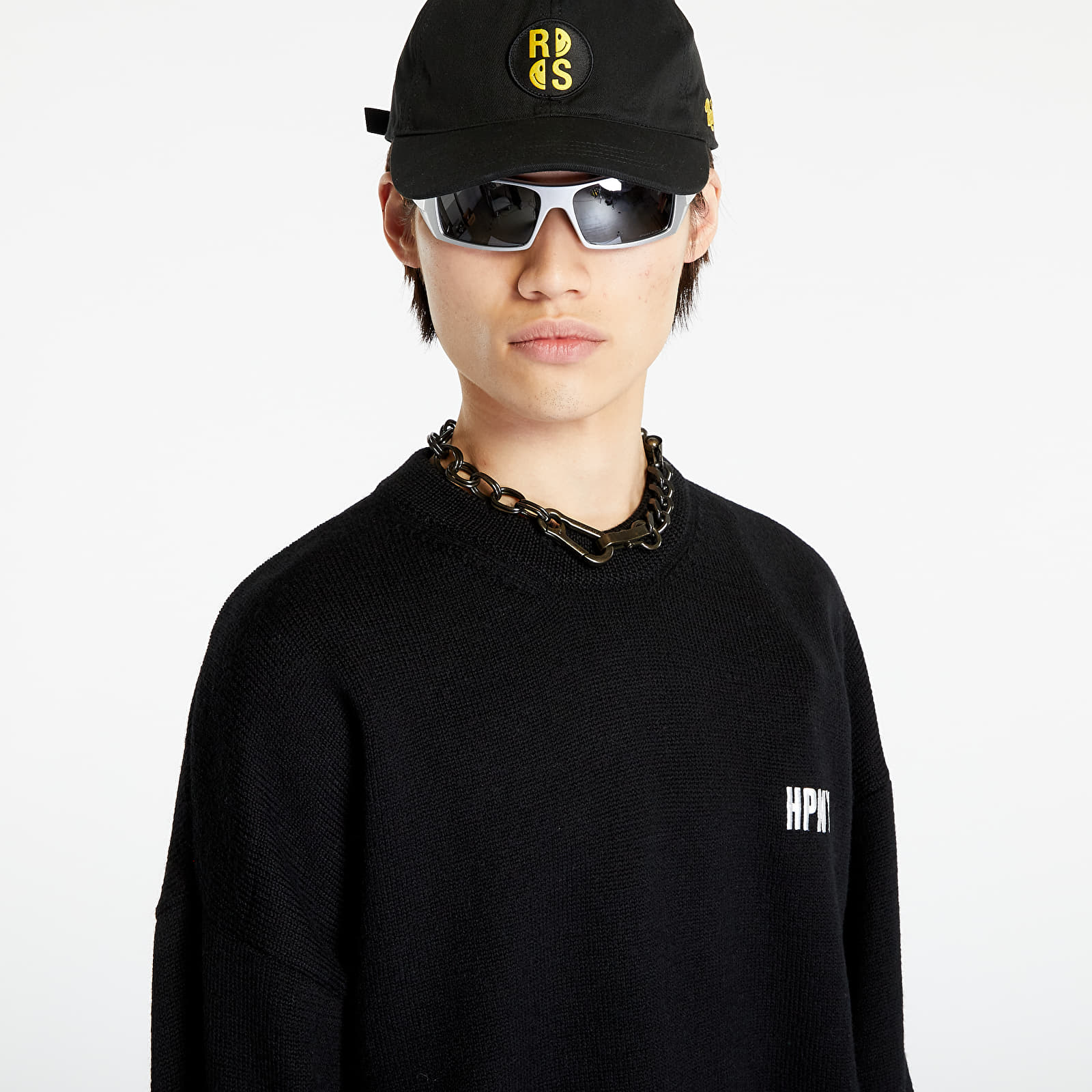 Truien HERON PRESTON Shredded Knit Crewneck Black/ White