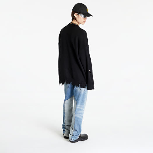 Sweaters HERON PRESTON Shredded Knit Crewneck Black White Footshop