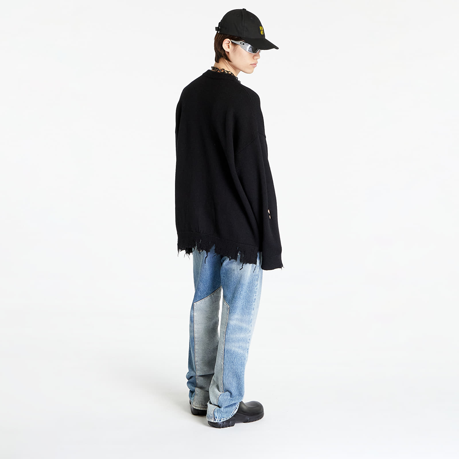 Truien HERON PRESTON Shredded Knit Crewneck Black/ White
