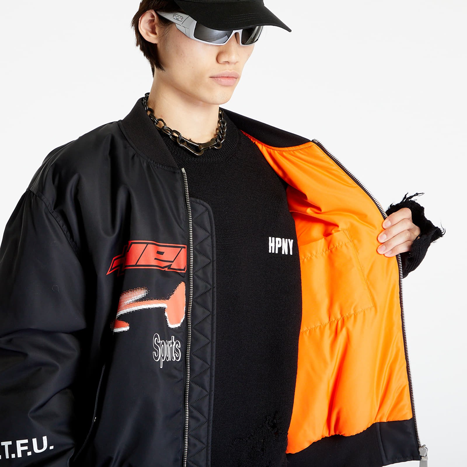 Bomber Jackets HERON PRESTON Ex-Ray Nylon Bomber Black/ Red