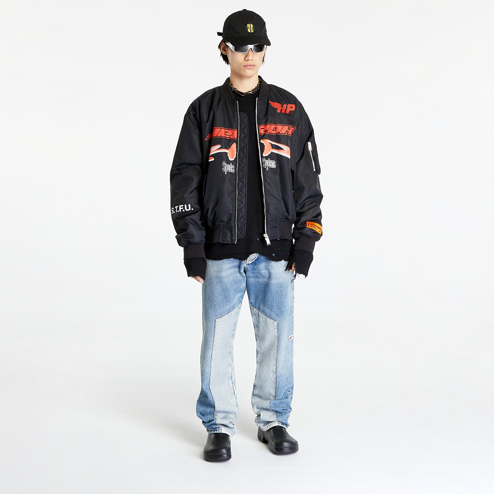 Bomber Jackets HERON PRESTON Ex-Ray Nylon Bomber Black/ Red