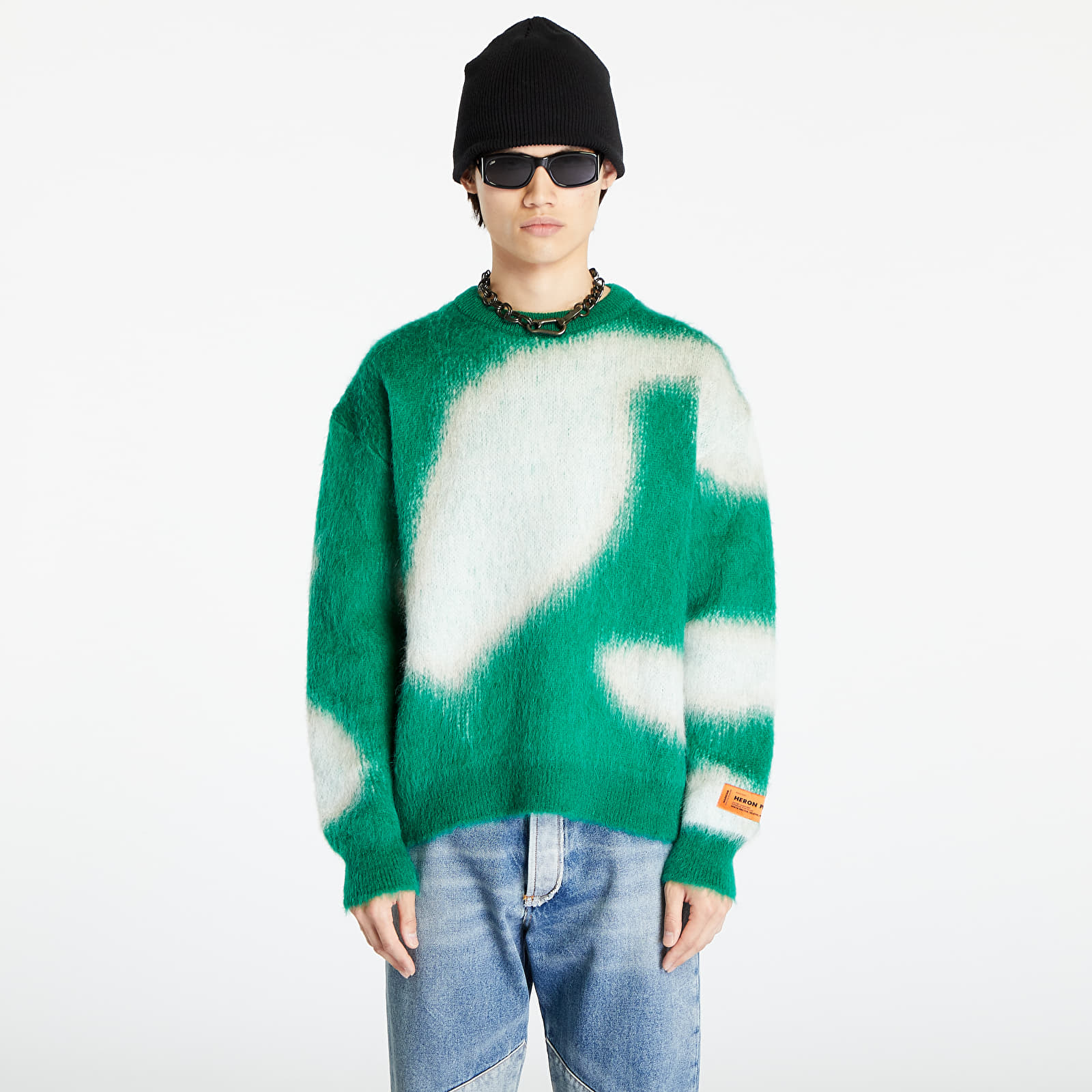 Pulovere HERON PRESTON Aop Knit Crewneck Green/ White