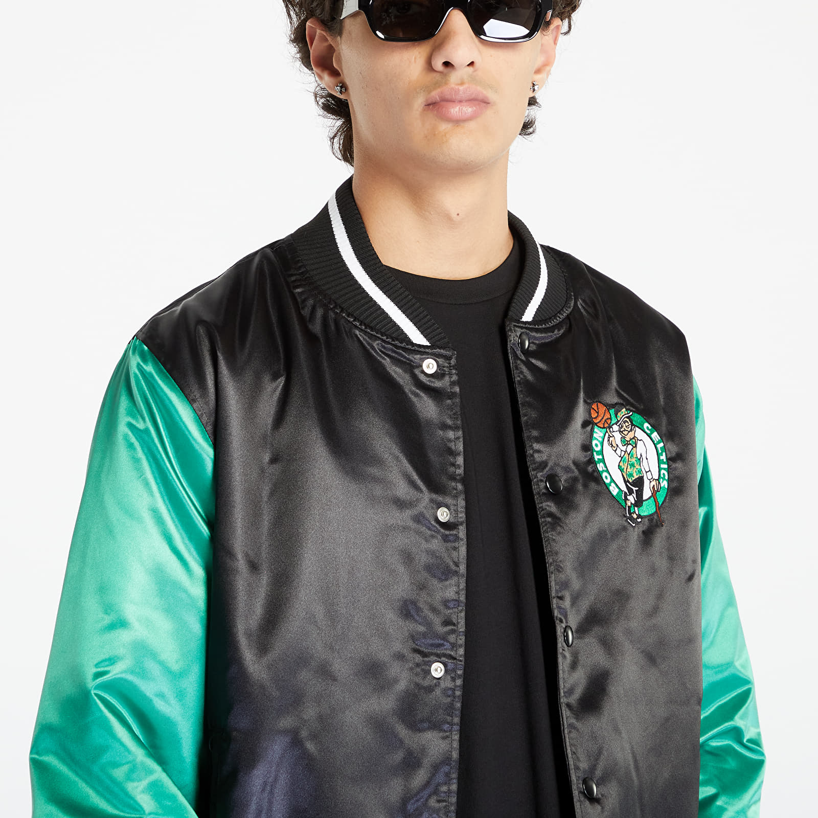Jackets New Era NBA Satin Bomber Boston Celtics Black Kelly Green Footshop