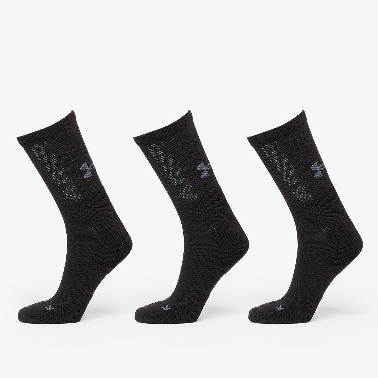 Under Armour - 3-maker cushioned mid-crew 3-pack socks black