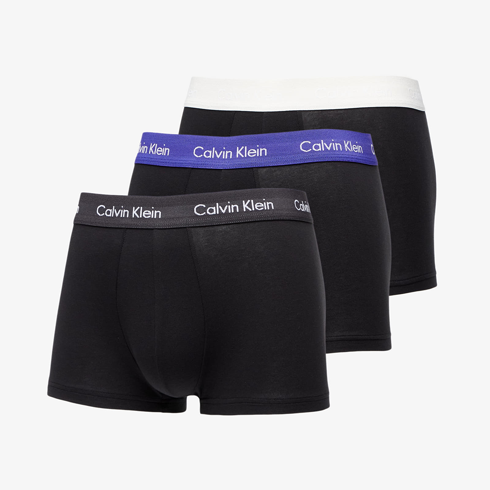 Levně Calvin Klein Cotton Stretch Classic Fit Low Rise Trunk 3-Pack Black/ Off White/ Black/ Purple