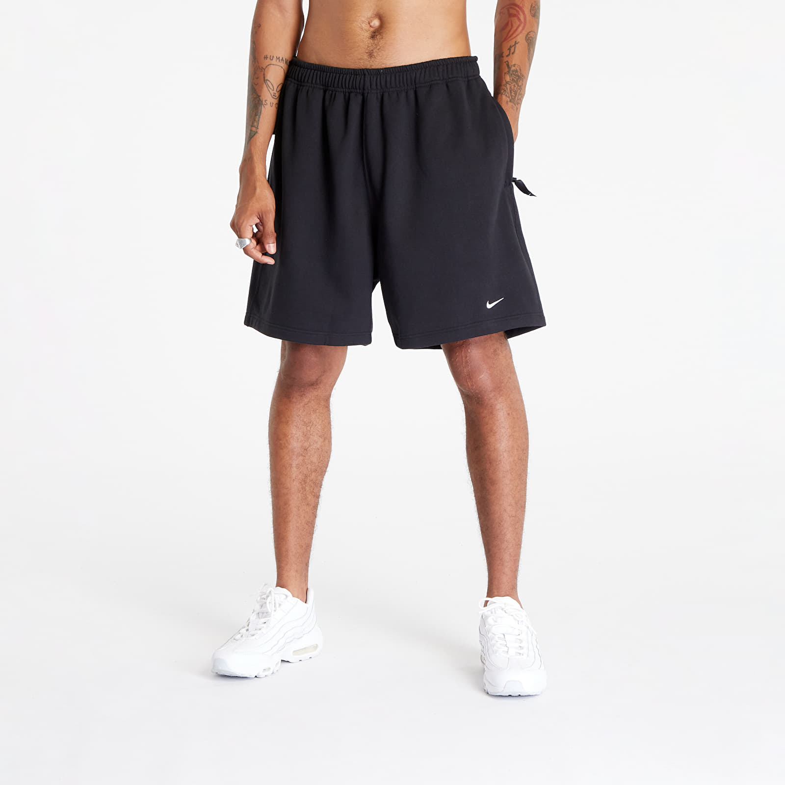 Levně Nike Solo Swoosh Men's French Terry Shorts Black/ White