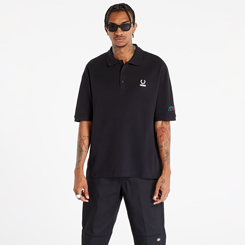 トップス RAF SIMONS x FRED PERRY FRED PERRY x RAF SIMONS Embroidered Oversized Polo T-Shirt Black