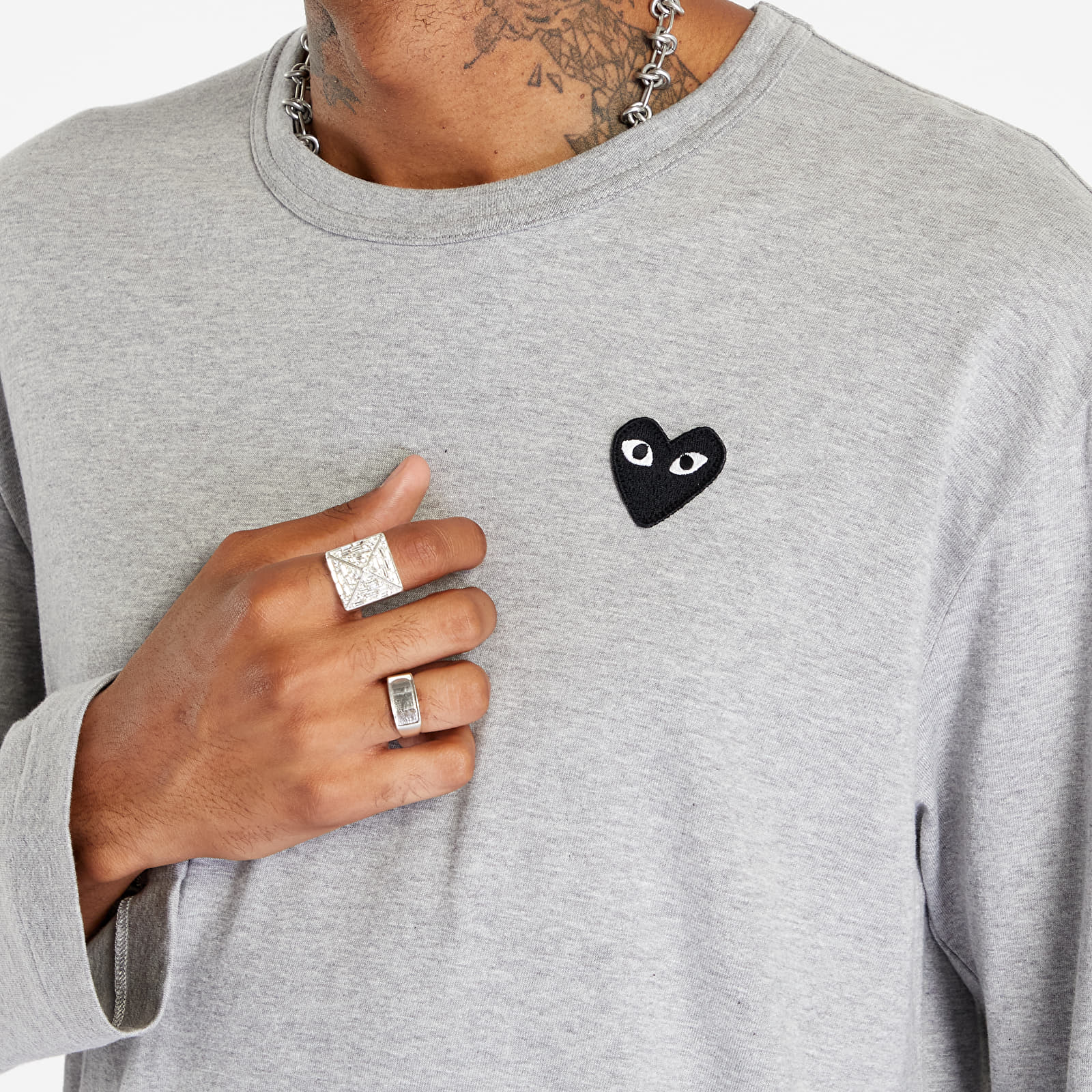 Tričká Comme des Garçons PLAY Heart Logo Long Sleeve Tee UNISEX Gray