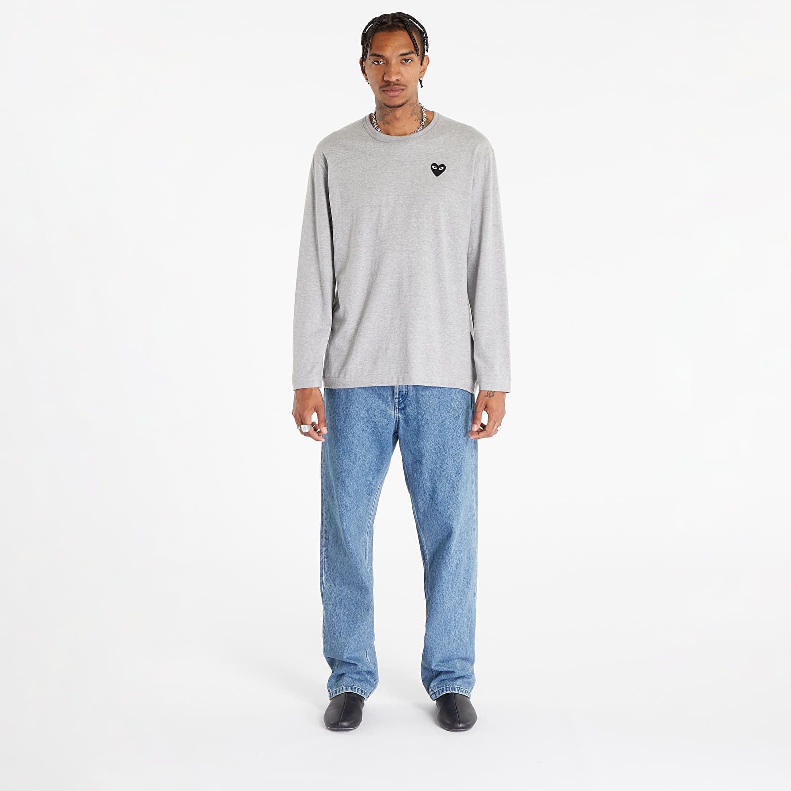 Tričká Comme des Garçons PLAY Heart Logo Long Sleeve Tee UNISEX Gray