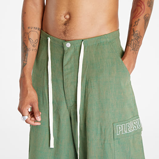 Pants PLEASURES Visitor Wide Fit Cargo Pants Green | Footshop