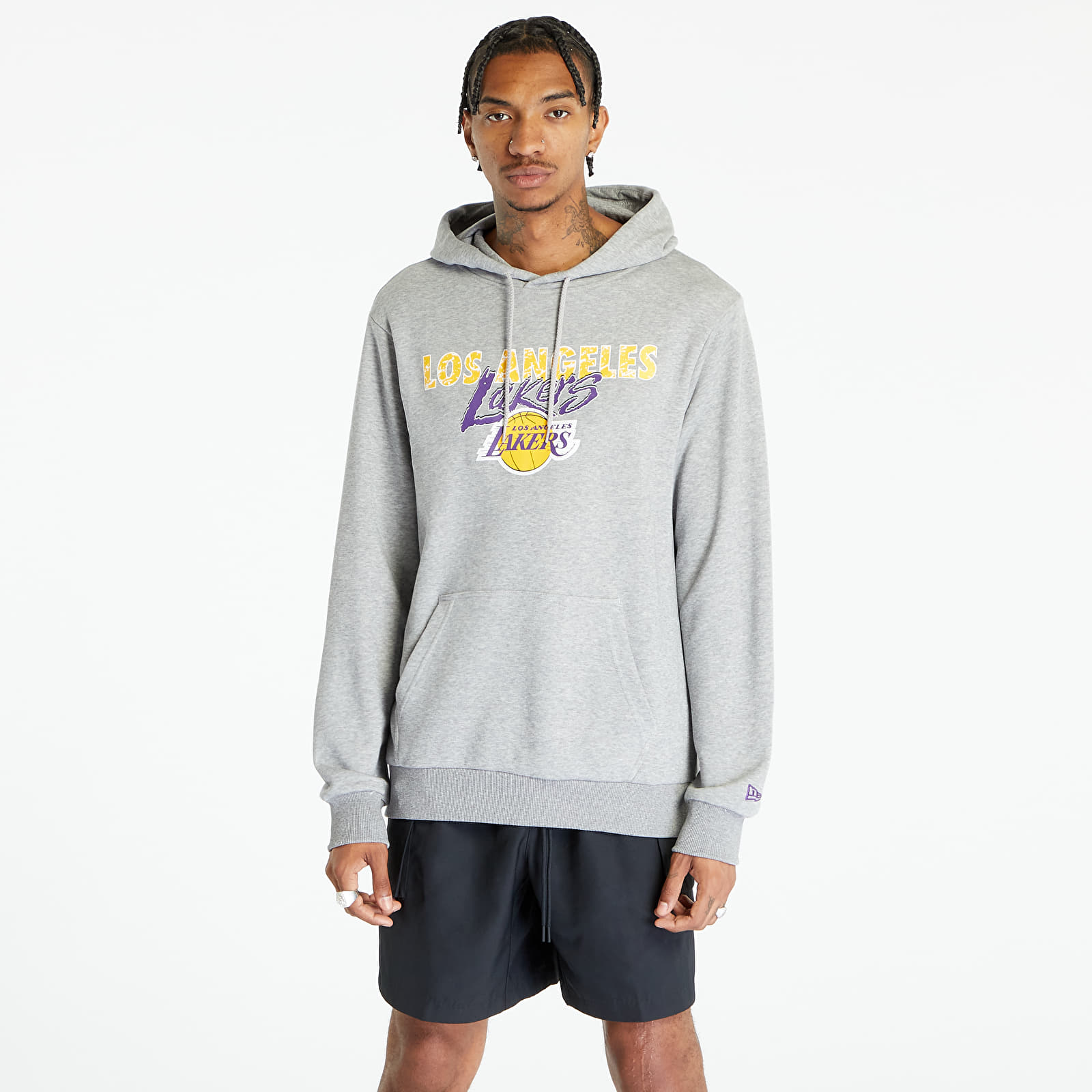 Hoodies and sweatshirts New Era Team Script Hoody Los Angeles Lakers Heather Gray/ A Gold