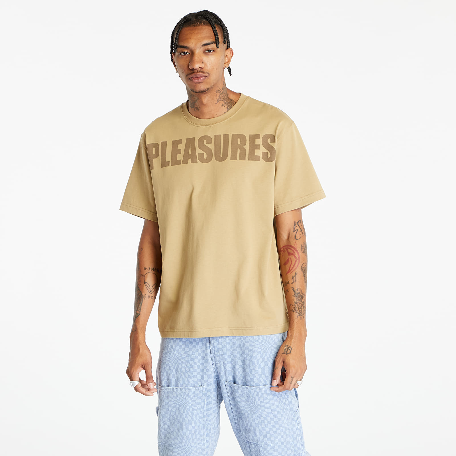 T-shirts PLEASURES Expand Heavyweight Short Sleeve Tee Brown